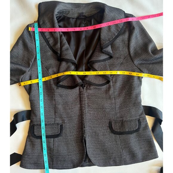 Maurices Womens Lg Ruffled Shawl Collar Belted Blazer Fairy Whimsy Sophisticated - Picture 7 of 7
